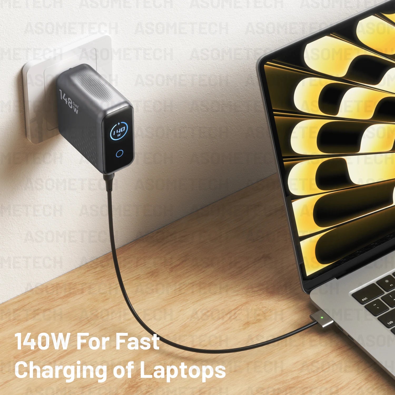 148W GaN USB Type C Charger with Display 140W PD3.1 3.0 QC4.0 3.0 Fast Charge For Macbook Tablet Phone Charger For iPhone 17 16