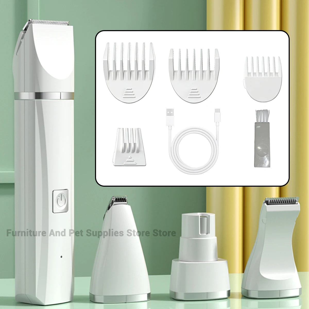 New 4-in-1 Electric Pet Multi functional Beauty Tool Set Dog Hair Clipper Rechargeable Pet Hair Clipper Shaver Cat Supplies