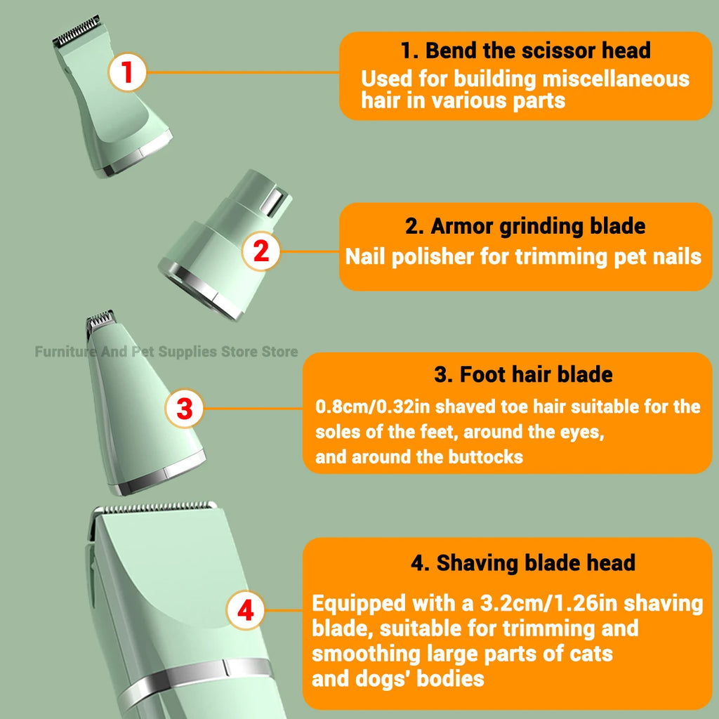 New 4-in-1 Electric Pet Multi functional Beauty Tool Set Dog Hair Clipper Rechargeable Pet Hair Clipper Shaver Cat Supplies