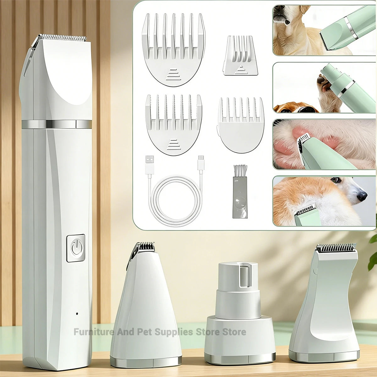 New 4-in-1 Electric Pet Multi functional Beauty Tool Set Dog Hair Clipper Rechargeable Pet Hair Clipper Shaver Cat Supplies