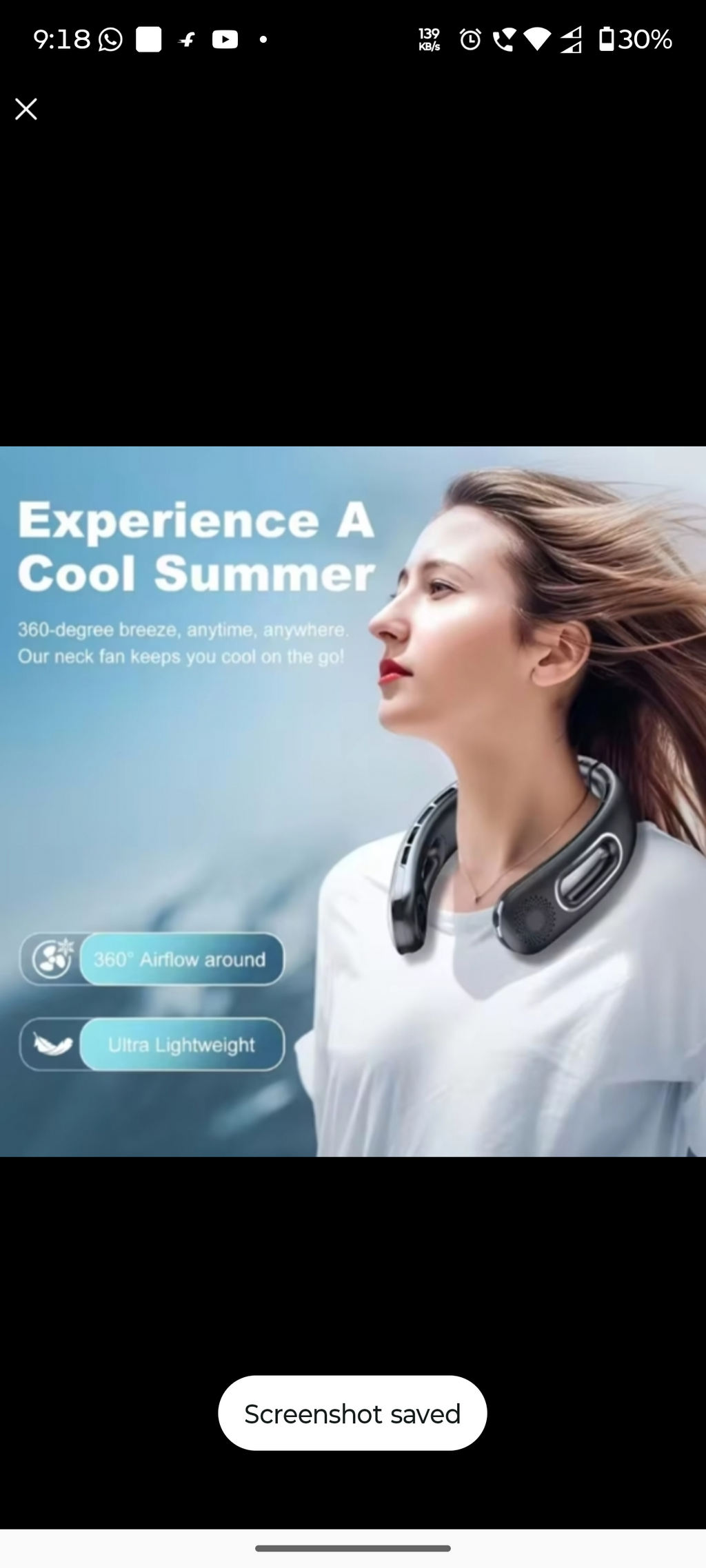 Hands Free Bladeless Neck Fan With Rechargeable Battery