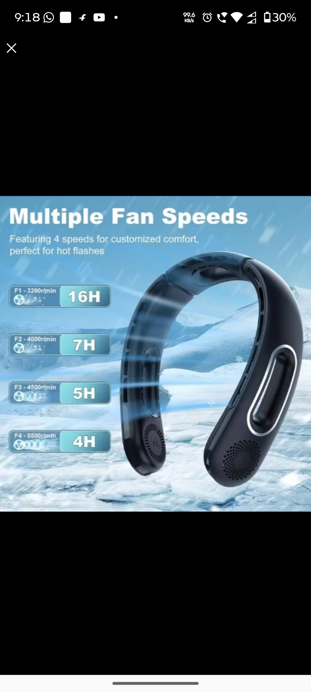 Hands Free Bladeless Neck Fan With Rechargeable Battery